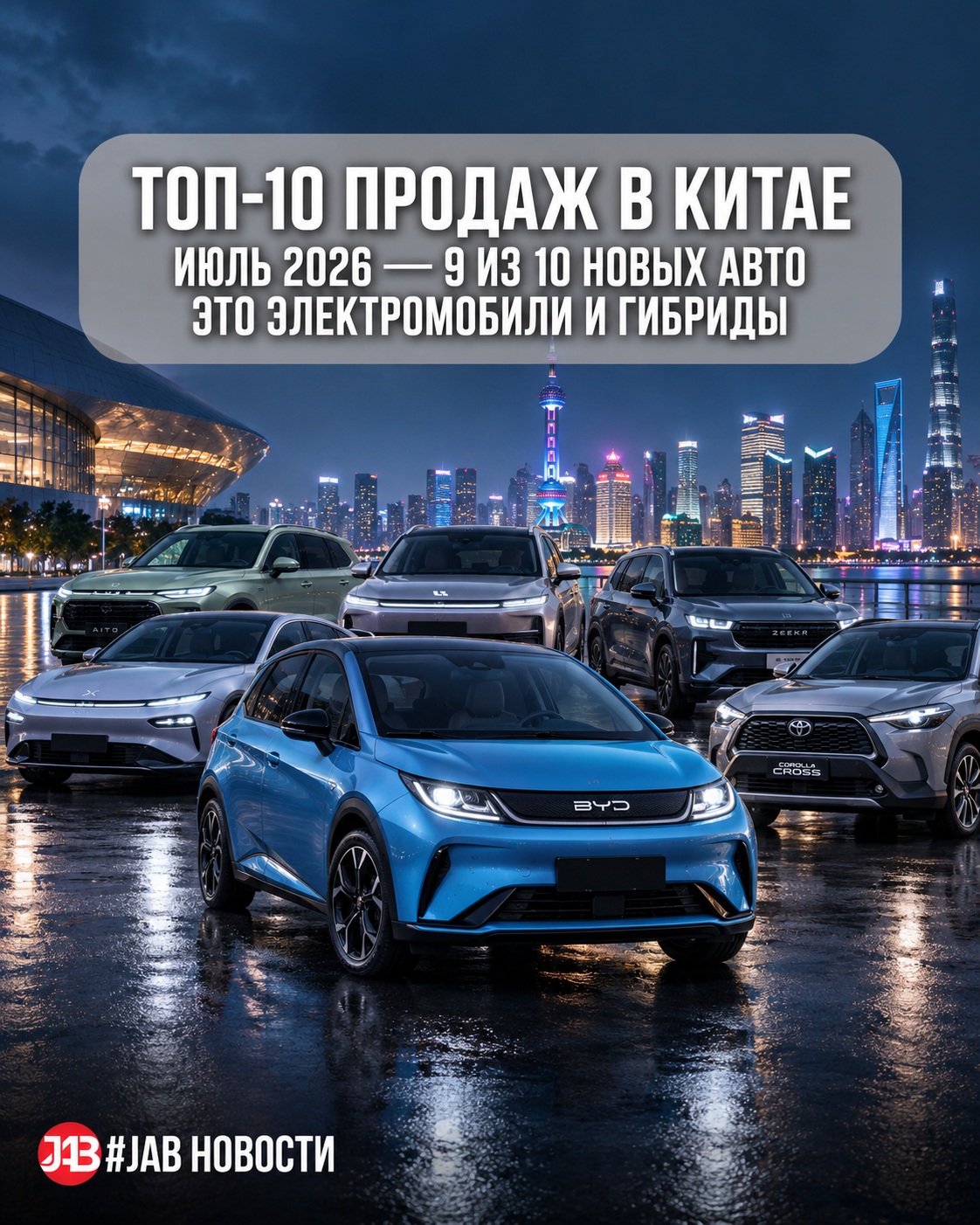  Рейтинг самых продаваемых автомобилей в Китае: июль 2026
